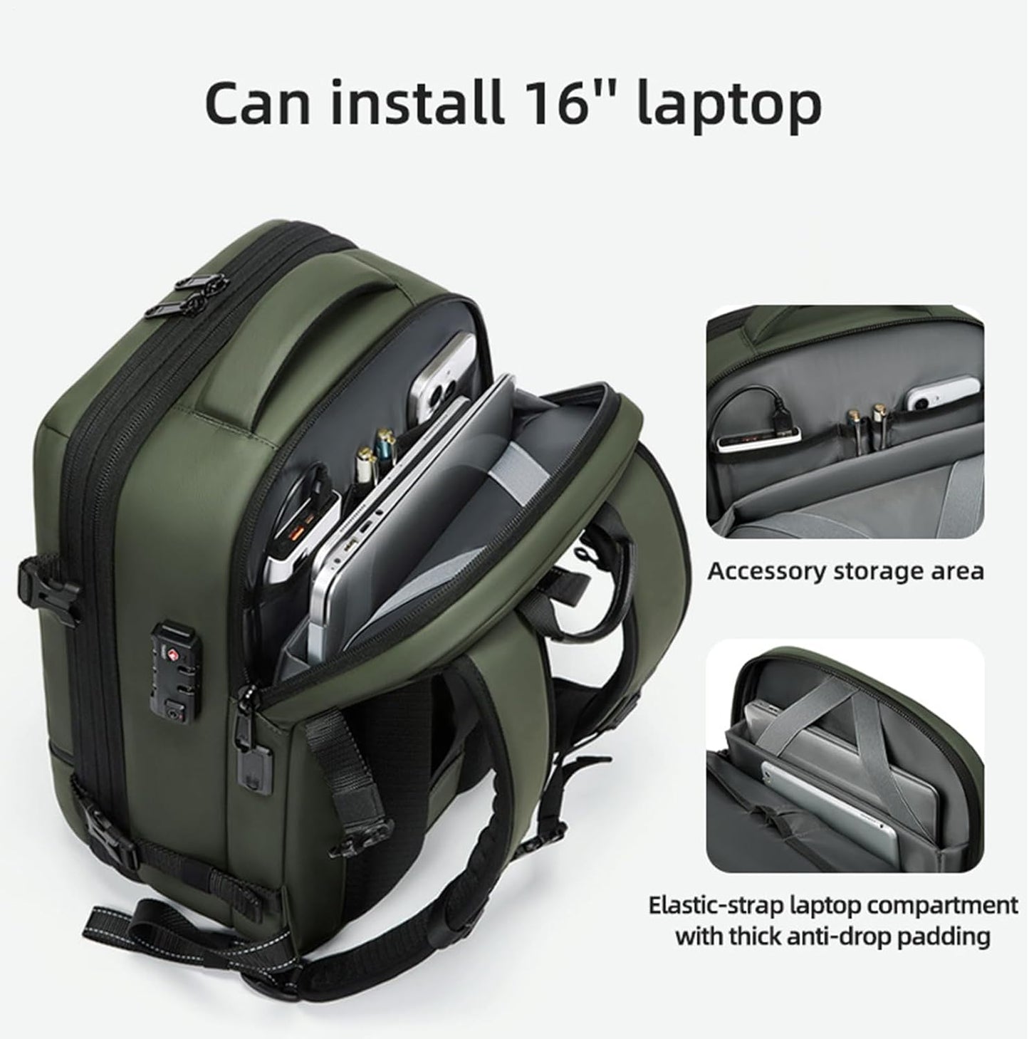 Large Water Resistant Travel Backpack with Compression