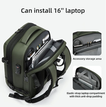 Large Water Resistant Travel Backpack with Compression