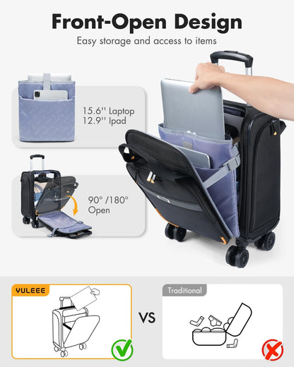 Compact Underseat Luggage with 360 Wheels & Laptop Sleeve