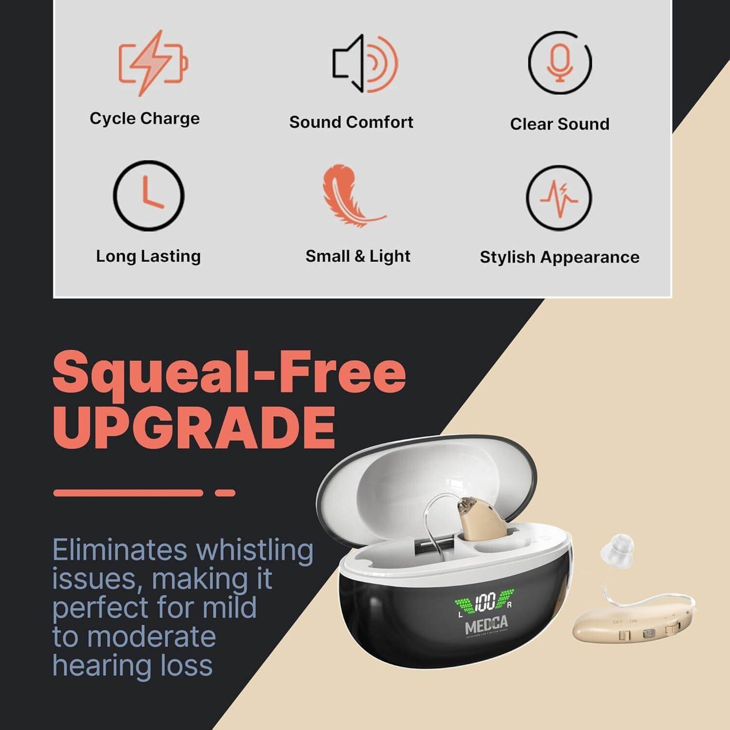 BTE Digital Hearing Aids Rechargeable Hearing Aids for Seniors