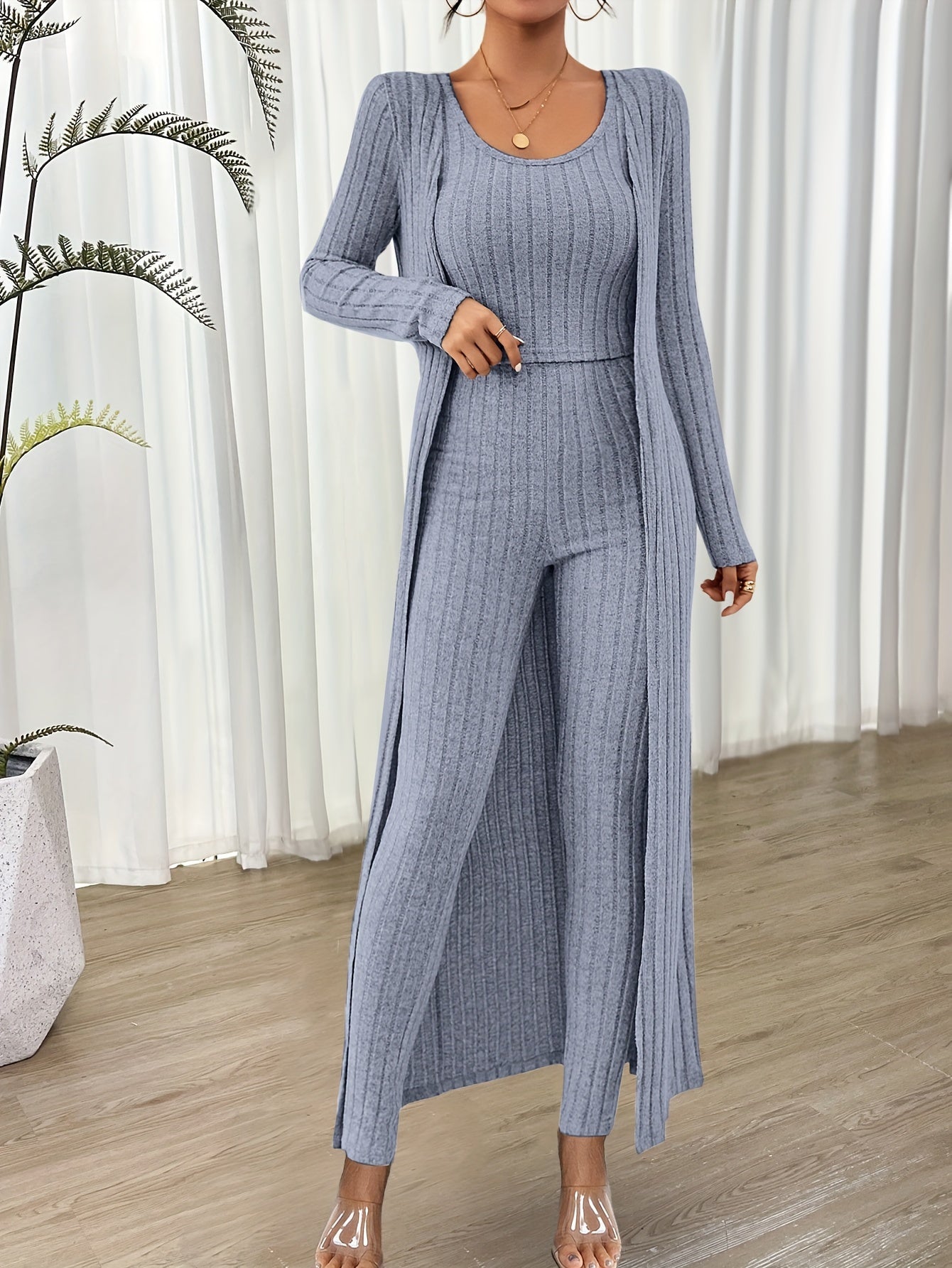Soft Women's 2pc Crop Top and High Waisted Pant Set