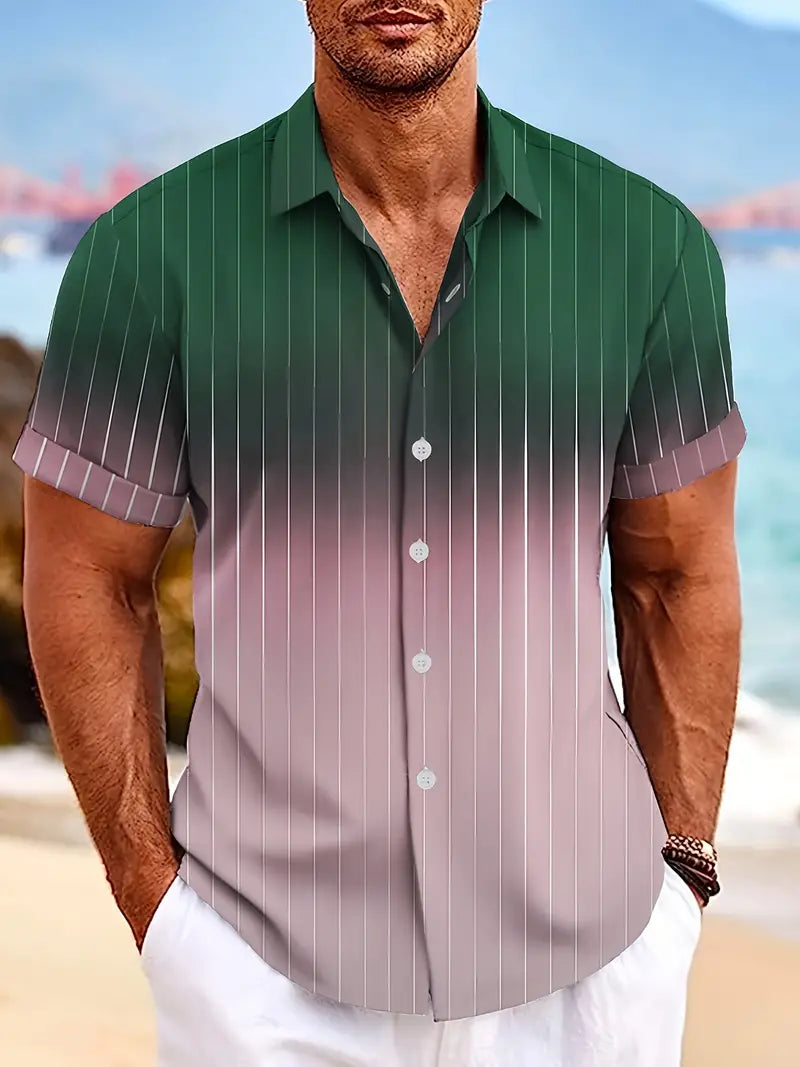 Casual Striped Short Sleeve Men's Summer Shirt
