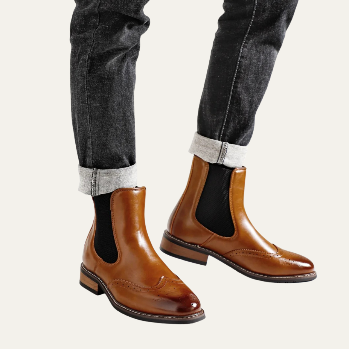 Flexible Sided Leather Chelsea Ankle Boots for Men