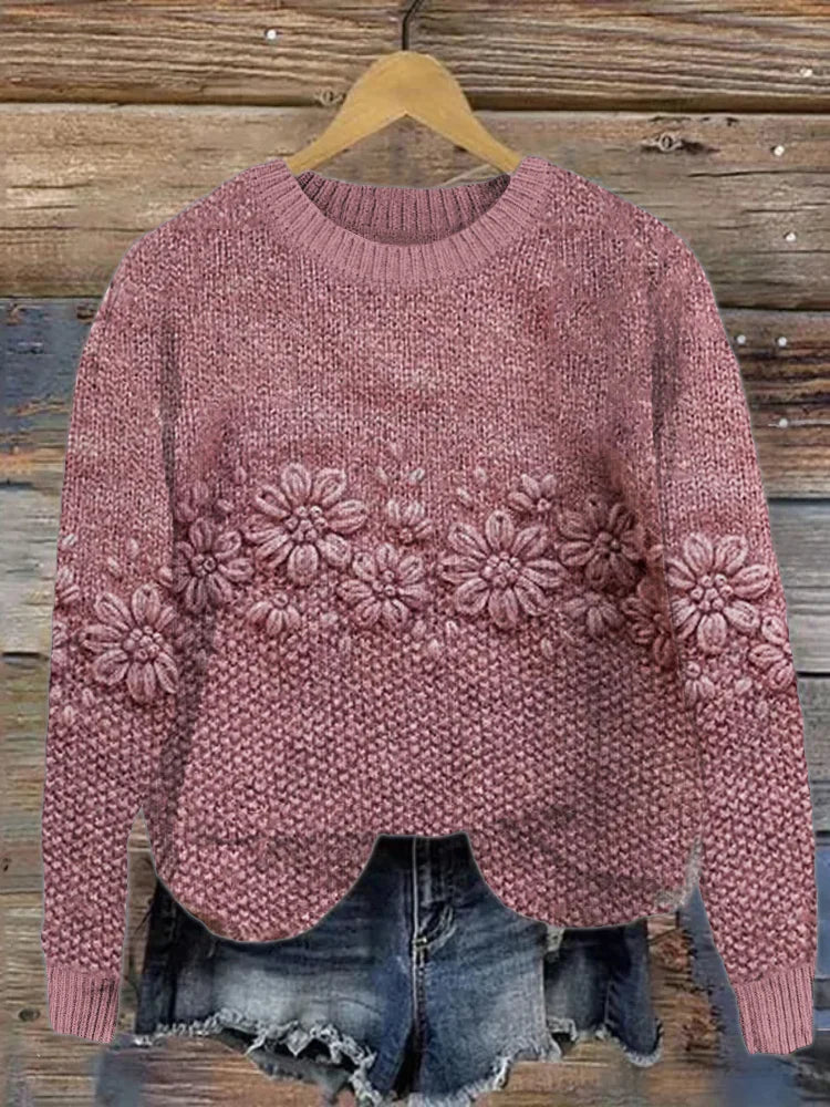 Soft Pretty Women's Flower Sweater