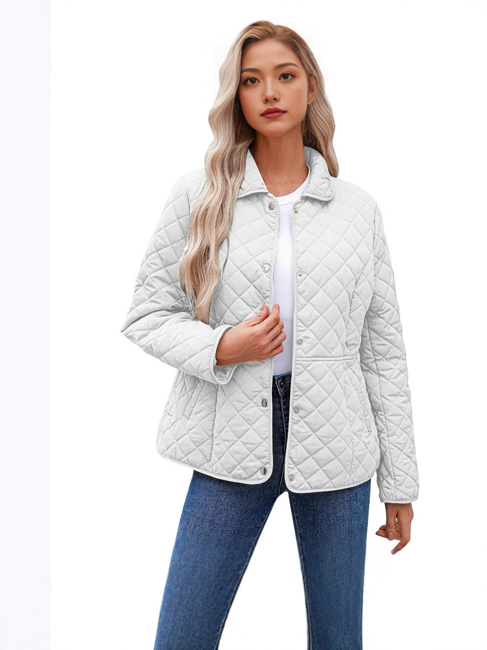 Women's Casual Quilted Lapel Collar Jacket