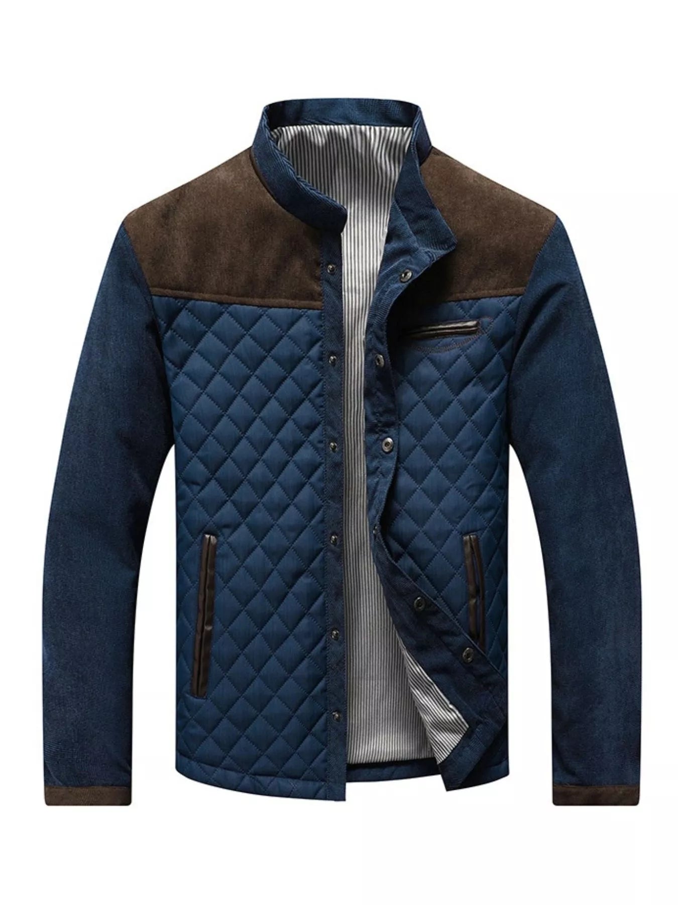 Large Size Quilted Snap Front Jacket - OutfitLondon