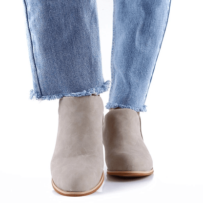 Women Orthopedic Ankle Boots Zipper Stacked Heel