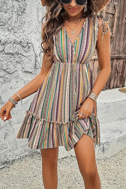 Trendy Floral V Neck Summer Dress
