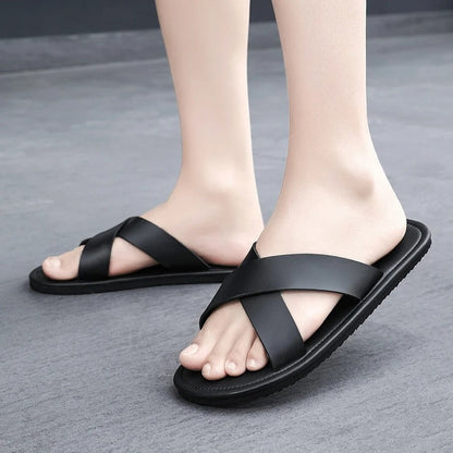 Elegant Buckle Slide Sandals - OutfitLondon