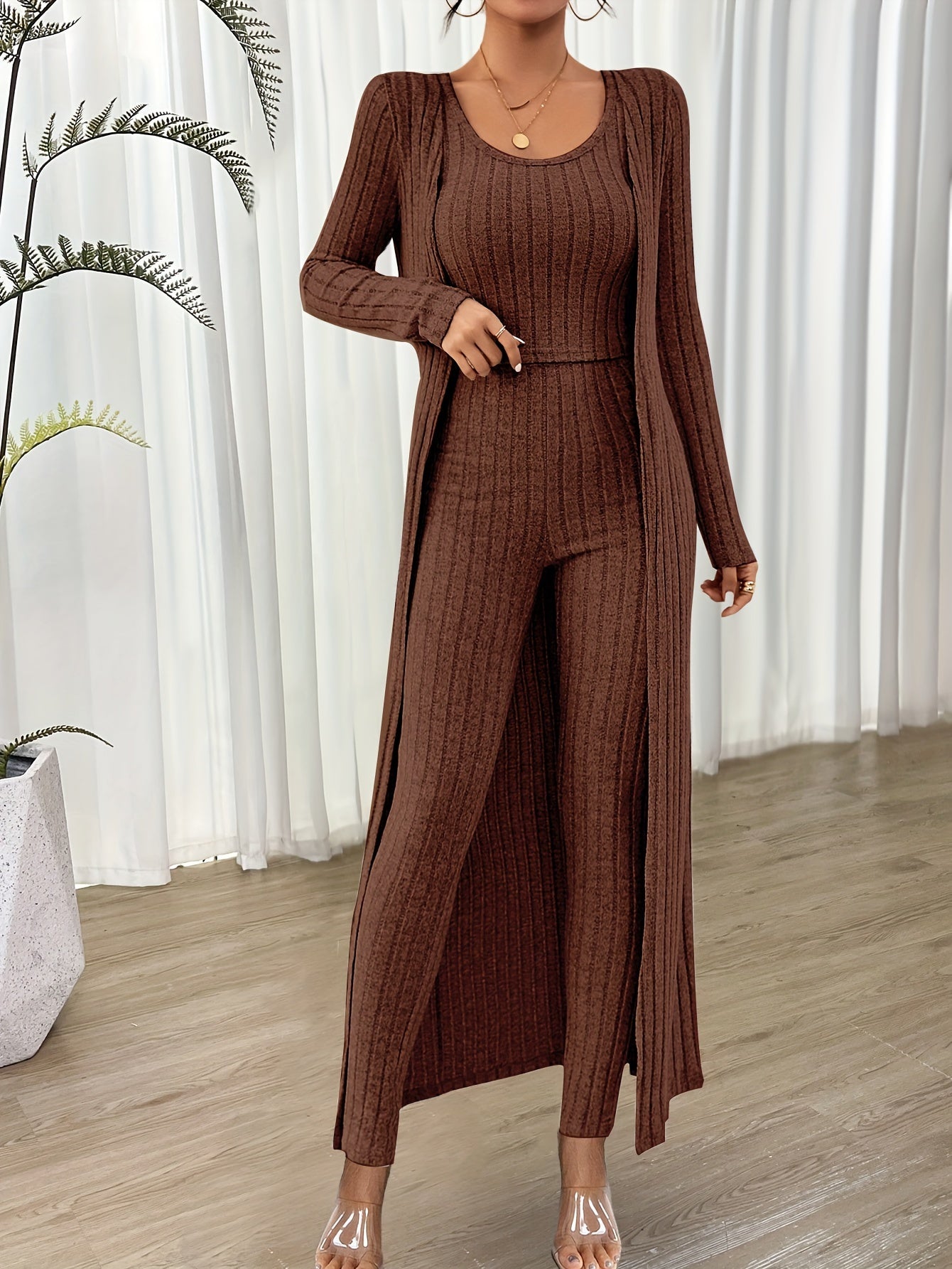 Soft Women's 2pc Crop Top and High Waisted Pant Set
