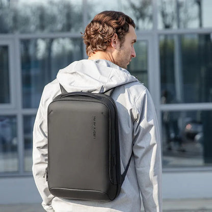 Slim Travel Laptop Backpack Grey Black Waterproof Bag - OutfitLondon