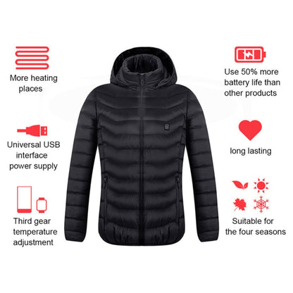 Heated Jacket for Women and Men with Battery Pack 5V Heated Coat Detachable Hood - 9 Heated Zones