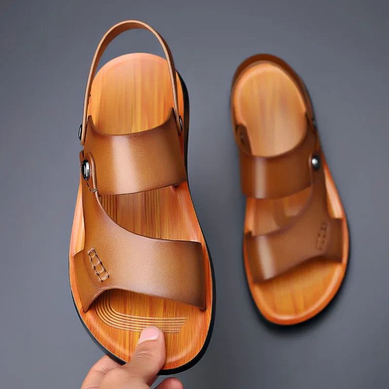 Men Cushioned Leather Sandals