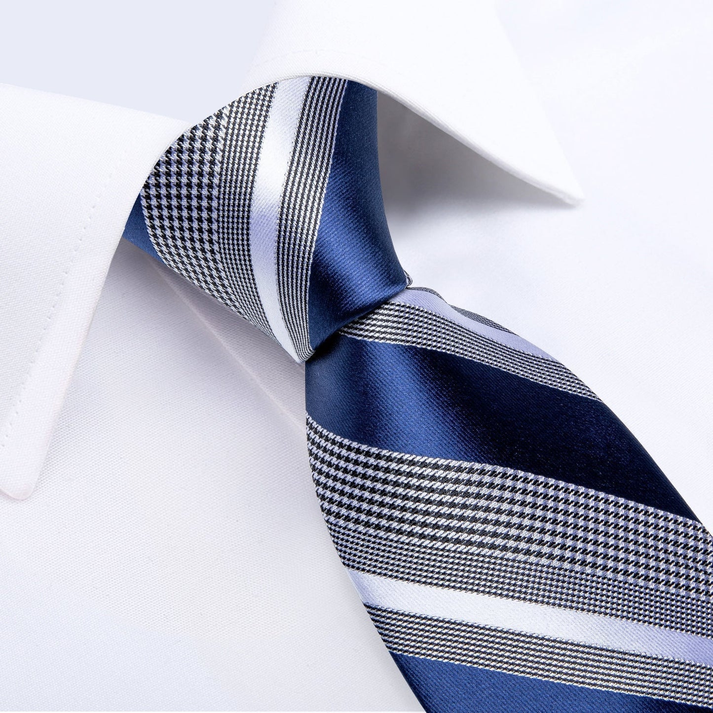 Navy Blue and Grey Patterned Tie Set