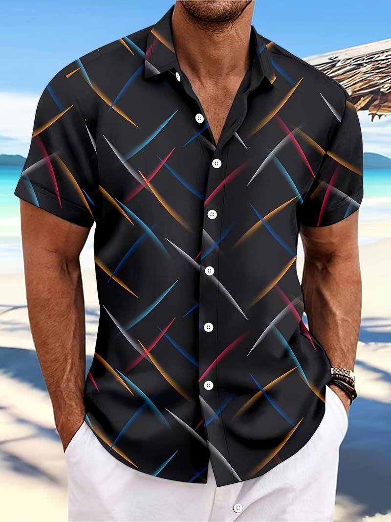 Trendy Mens Button Down Short Sleeve Shirt