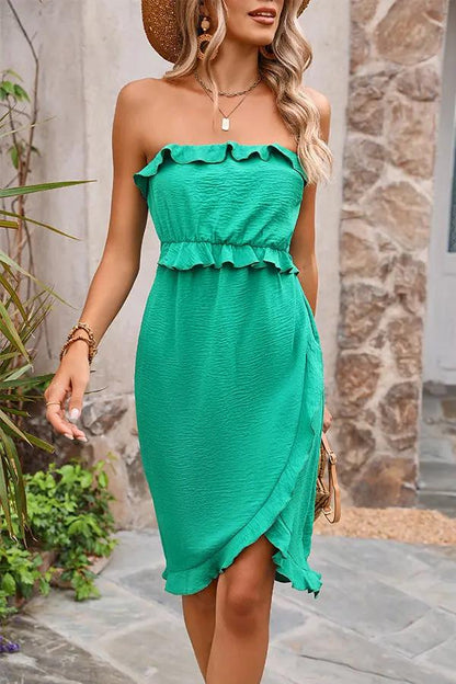 Simple Strapless Gathered Dress