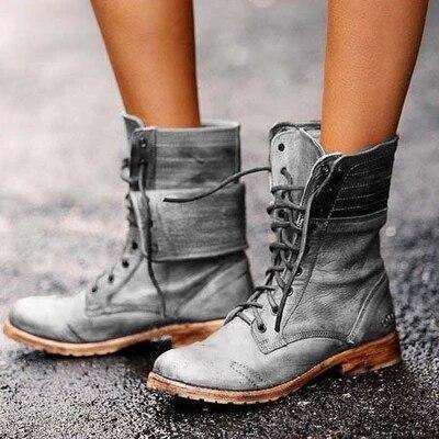 Lace-up Women Motorcycle Boots