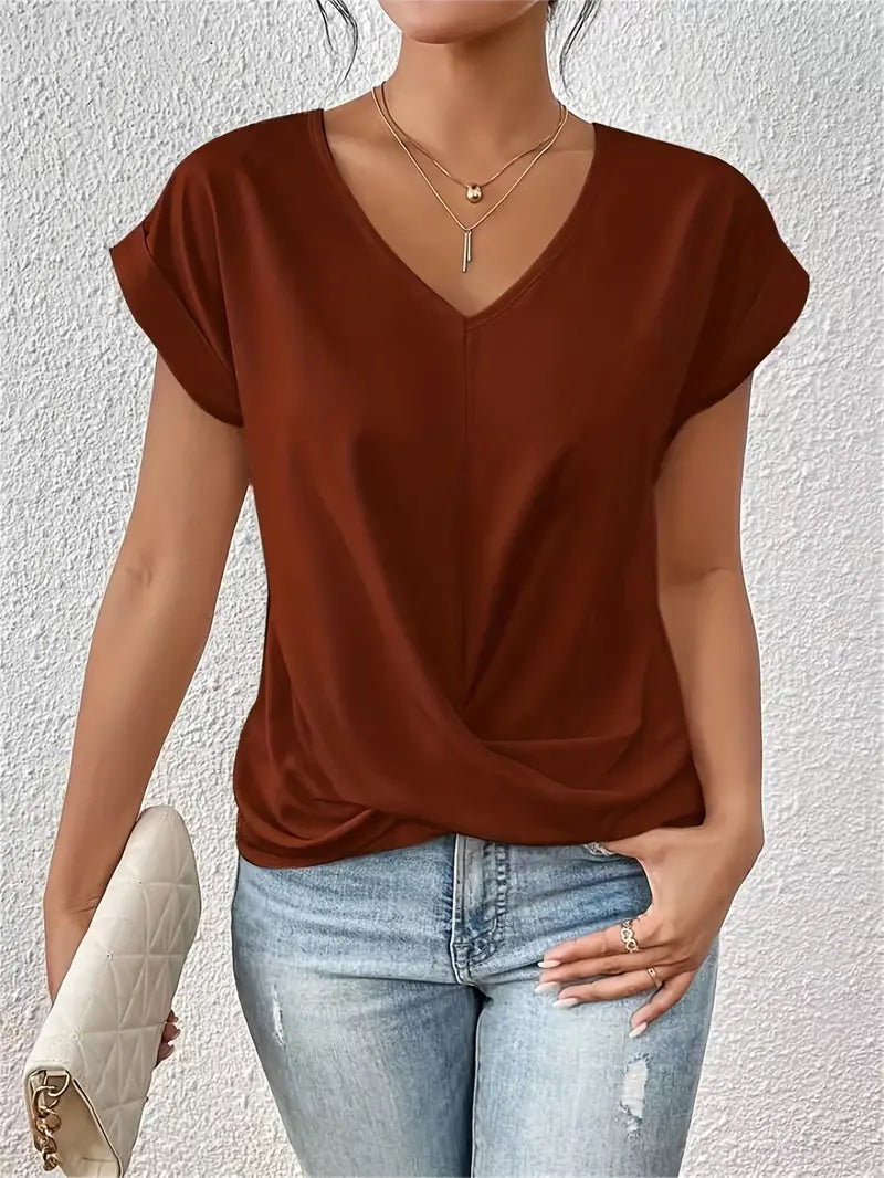 Chic V Neck Women's Casual Top