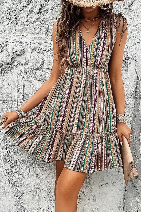 Trendy Floral V Neck Summer Dress - OutfitLondon