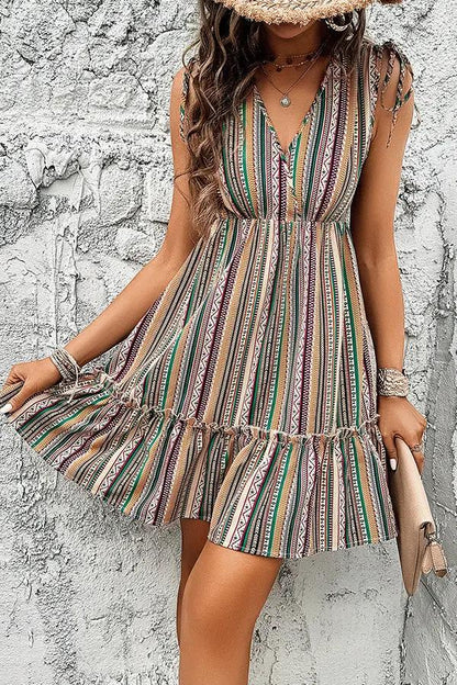 Trendy Floral V Neck Summer Dress - OutfitLondon