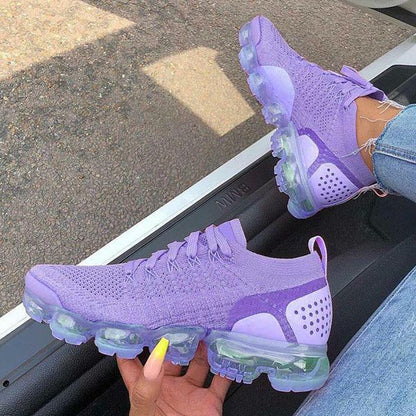 Womens Fashion Air Cushion Sneakers Lace Up Mesh Breathable Running Shoes