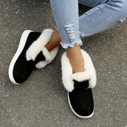 Warm Lace Up Hidden Wedge Boots Fur Lined Platform Ankle Booties