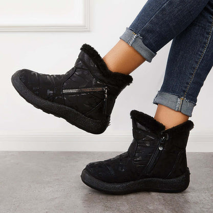 Warm Fur Lining Snow Booties Waterproof Ankle Boots