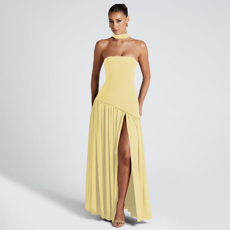 Chic Strapless Fit and Flare Evening Gown Dress