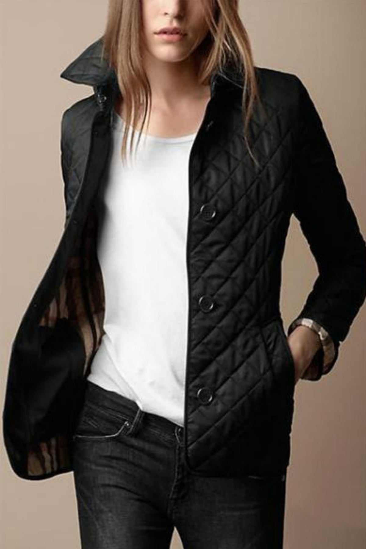Women's Relaxed Fit Puffer Coat Button Front - OutfitLondon