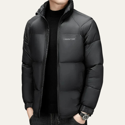 Slim Black Down Filled Men's Puffer Coat