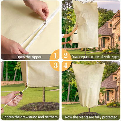 Reusable Plant Covers for Winter with Zipper Drawstring