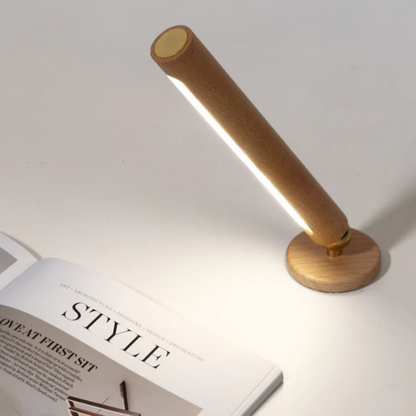 Rotatable Wooden LED Wall Lamp - Magnetic Detachable & Stepless Dimming Rechargeable Wall Light