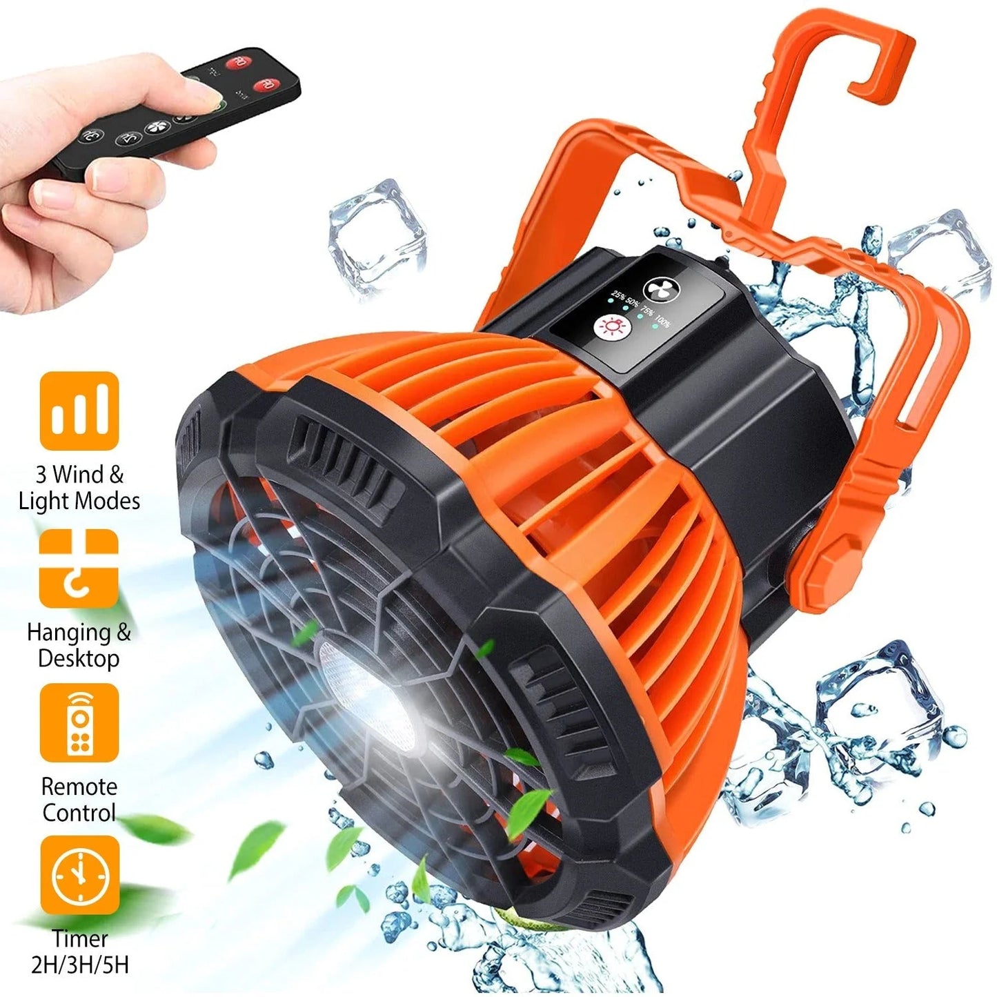 2-In-1 Portable Camping Lantern Electric Fan