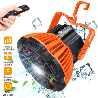 2-In-1 Portable Camping Lantern Electric Fan