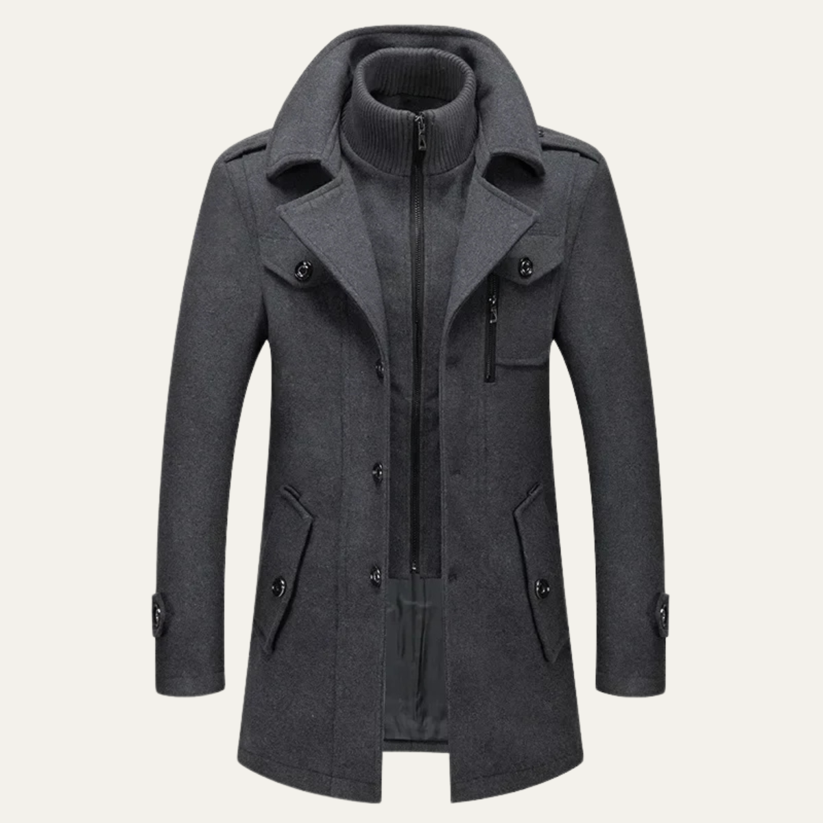 Stylish Men's Warm Wool Winter Overcoat - OutfitLondon