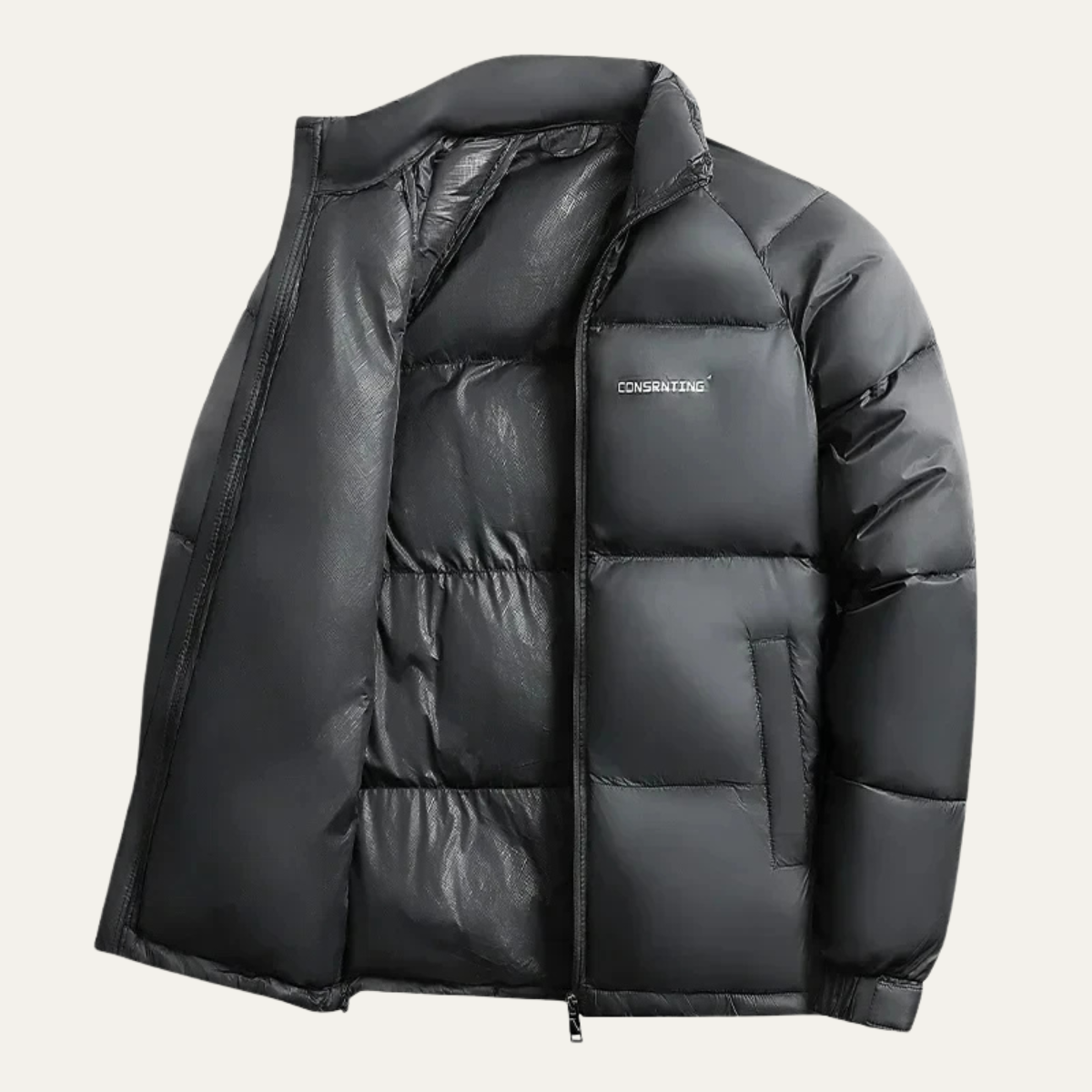 Slim Black Down Filled Men's Puffer Coat