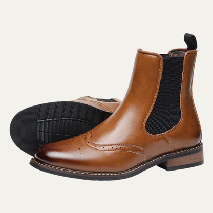 Flexible Sided Leather Chelsea Ankle Boots for Men