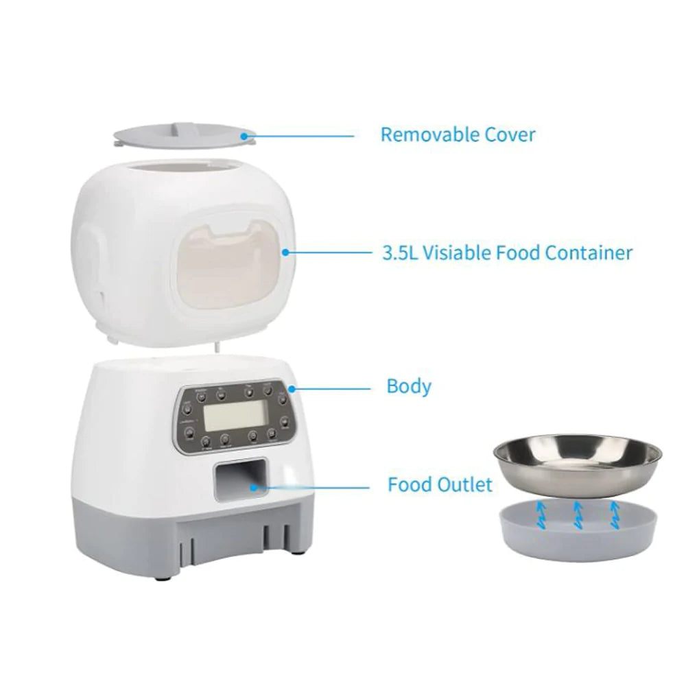 Automatic Cat Dog Feeder With Timer Pet Supplies 3.5L Smart Food Dispenser For Pets