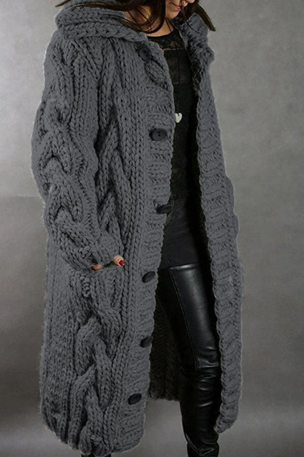 Oversized Hooded Cardigan Jacket with Pockets
