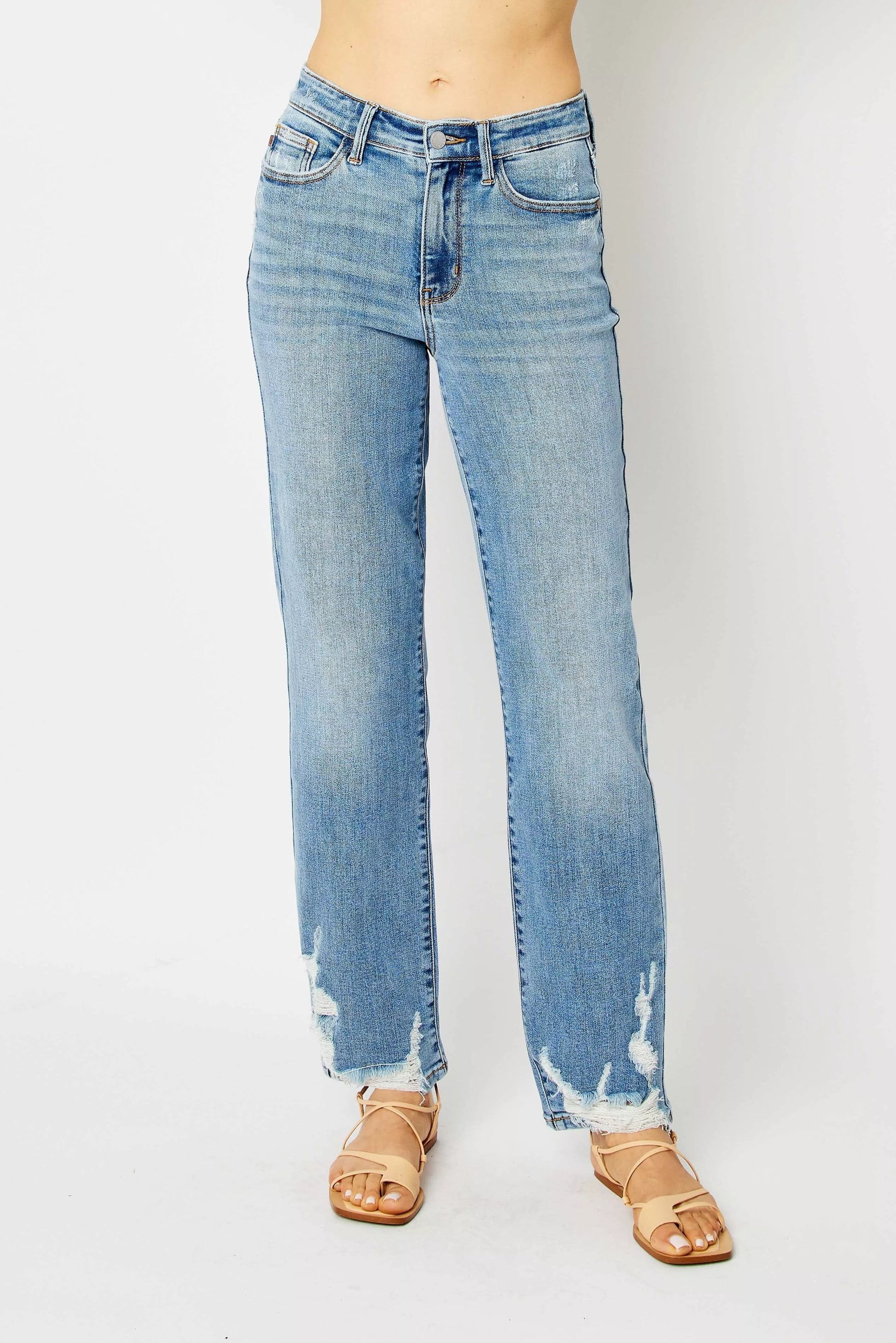 Relaxed Fit Black High Waisted Straight Leg Jeans Plus Size - OutfitLondon