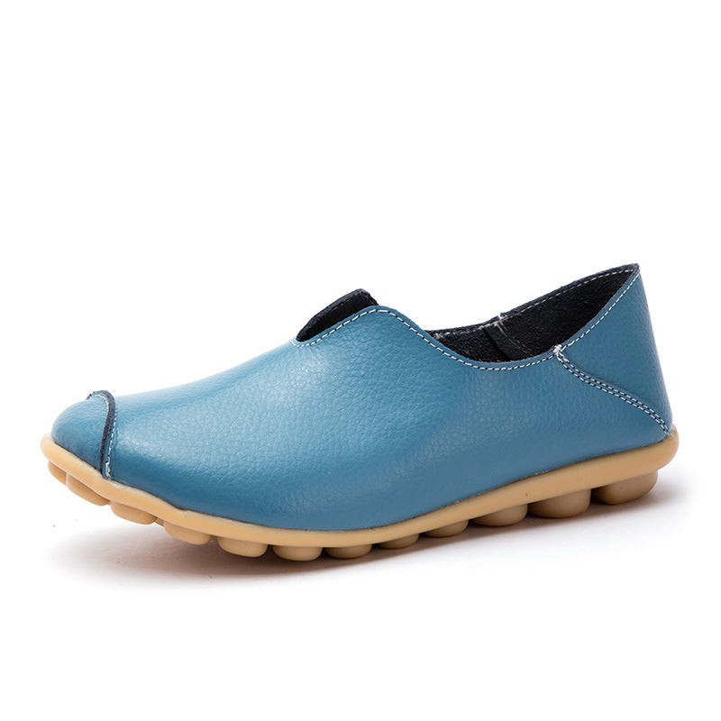 Woman Casual Flat Heel Cow Tendon Low Top Closed Toe Slip On Comfortable Work Shoes