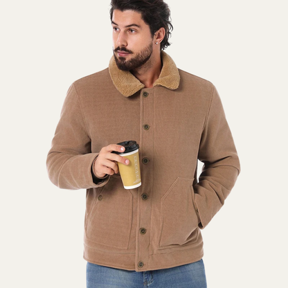 Warm Mens Fleece Lined Corduroy Jacket