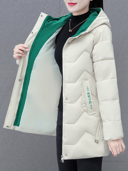 Warm Women's Down Jacket with Hood for Daily Use