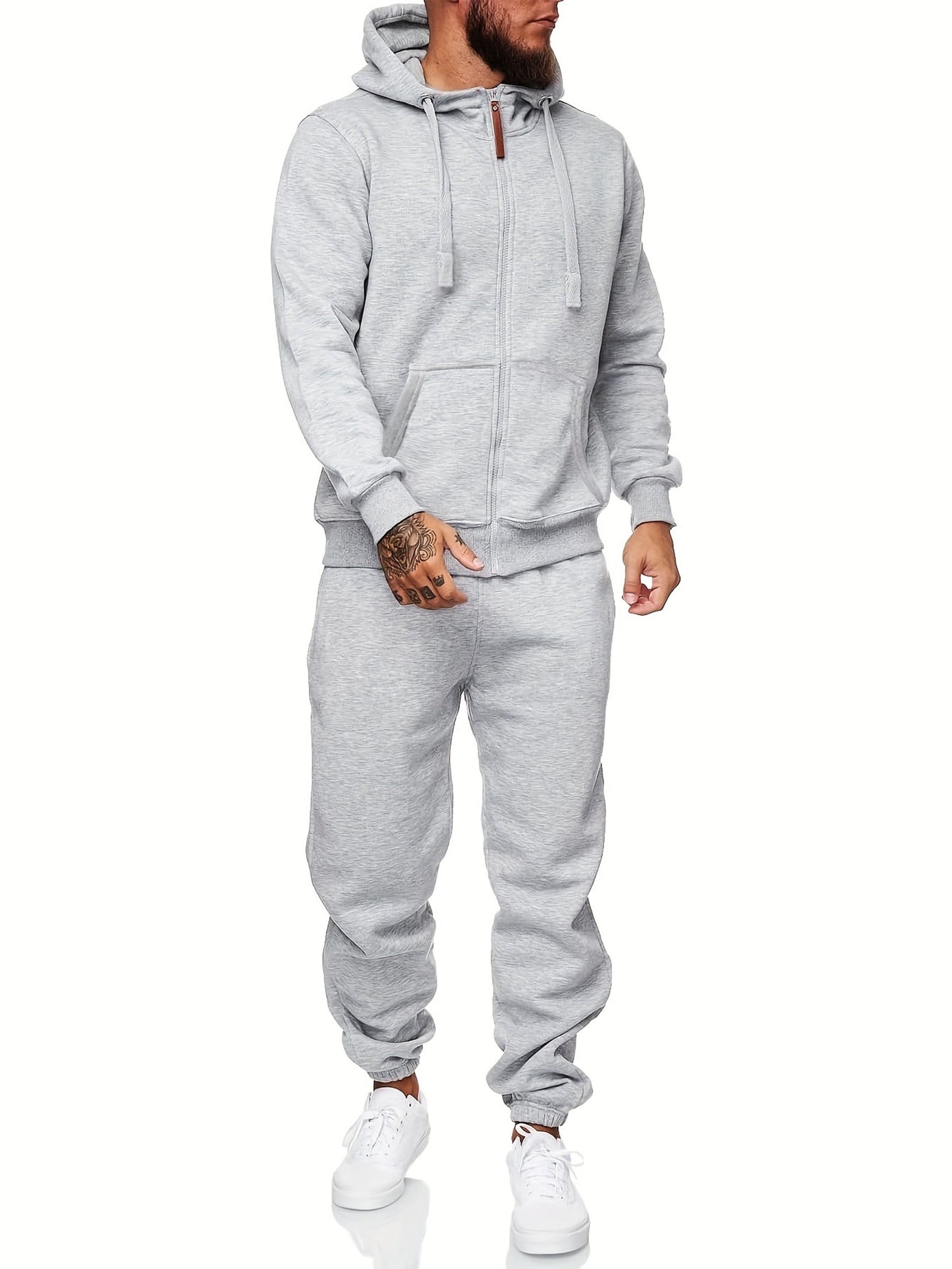 Comfortable Hoodie Track Suit Set with Zip Up Jacket Pants