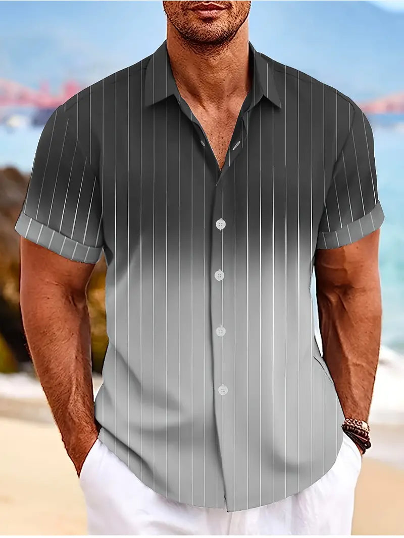 Casual Striped Short Sleeve Men's Summer Shirt