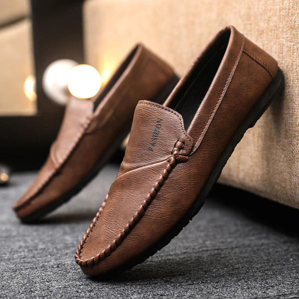Men's Moccasins with Hand-Stitched Upper and Lightweight Comfort