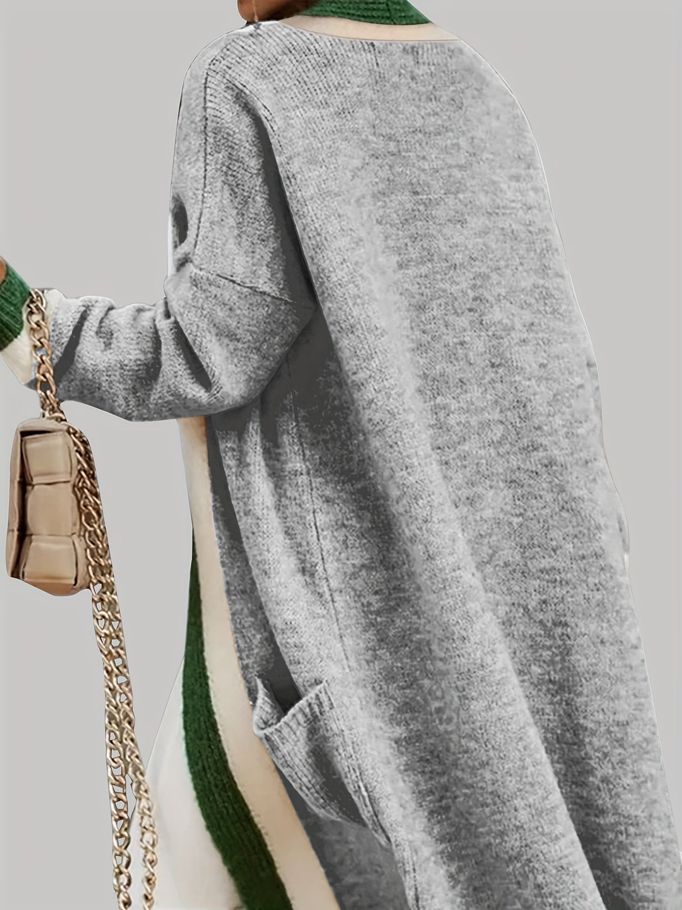 Classic Long Cardigan with Bright Details
