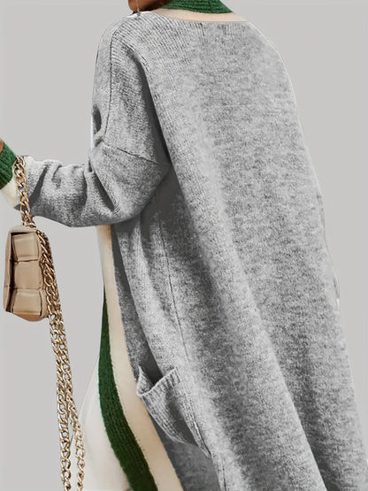 Classic Long Cardigan with Bright Details