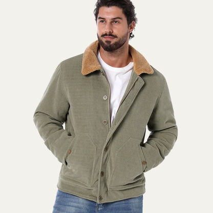 Warm Mens Fleece Lined Corduroy Jacket