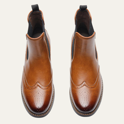 Flexible Sided Leather Chelsea Ankle Boots for Men